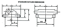 Dimensional Drawing for Model RW Heavy Duty Built-Up Hoist Trolleys