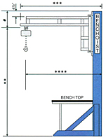 Welded Construction Benchhoist Workstations - Fixed Height - Side View