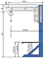 Welded Construction Benchoist Workstations - Actuator Style - Side View