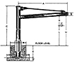 Dimensional Drawing for Model 600 CIM Concrete Insert Mount Jib Cranes