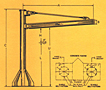 Dimensional Drawing for Model 600 BPM Base Plate Mounted Jib Cranes